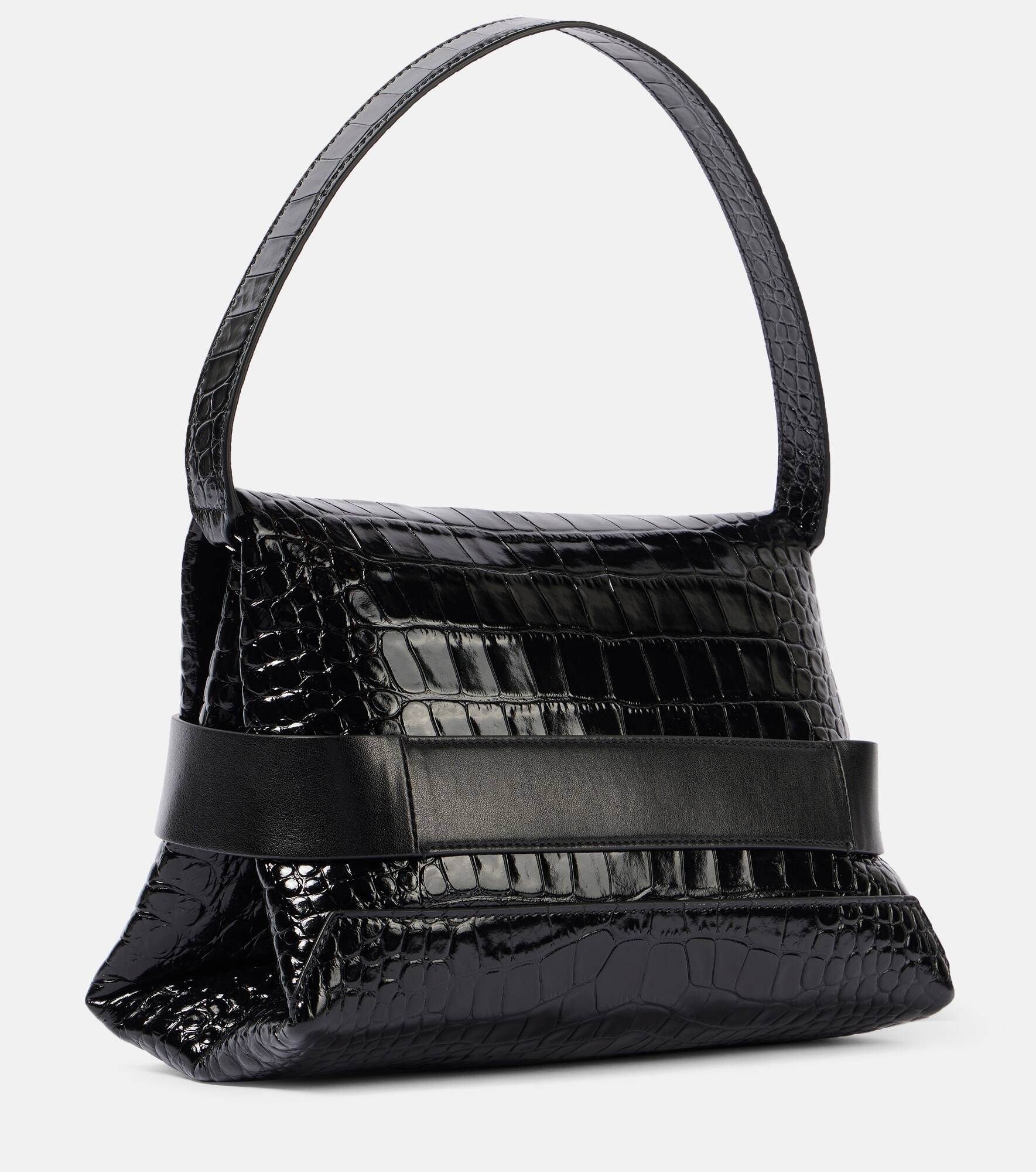 B croc-effect leather clutch - 4