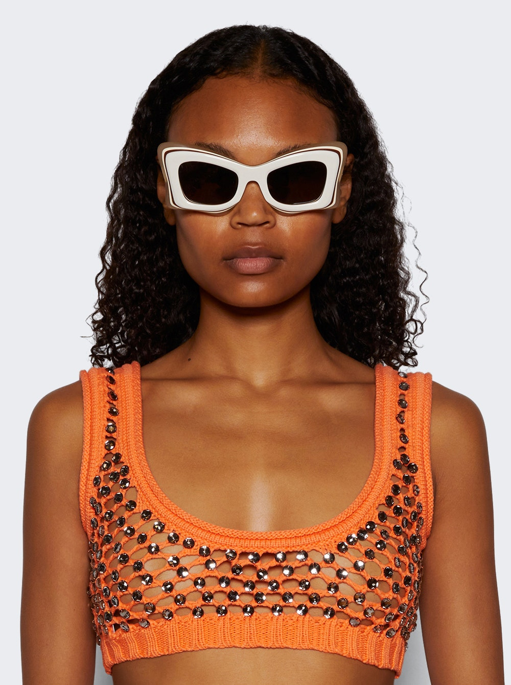 Multilayer Butterfly Sunglasses White And Beige - 2