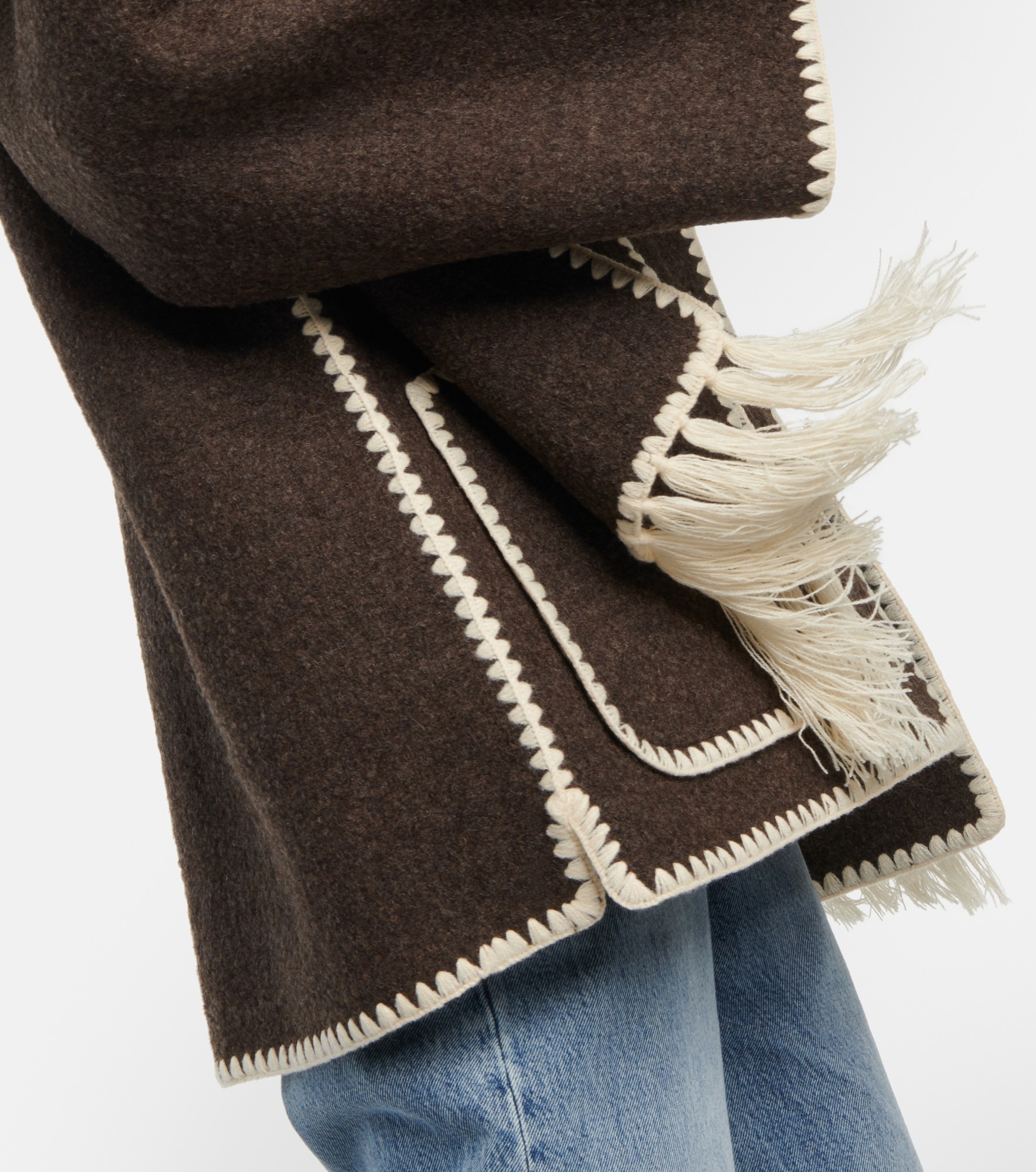 Embroidered wool-blend scarf jacket - 5