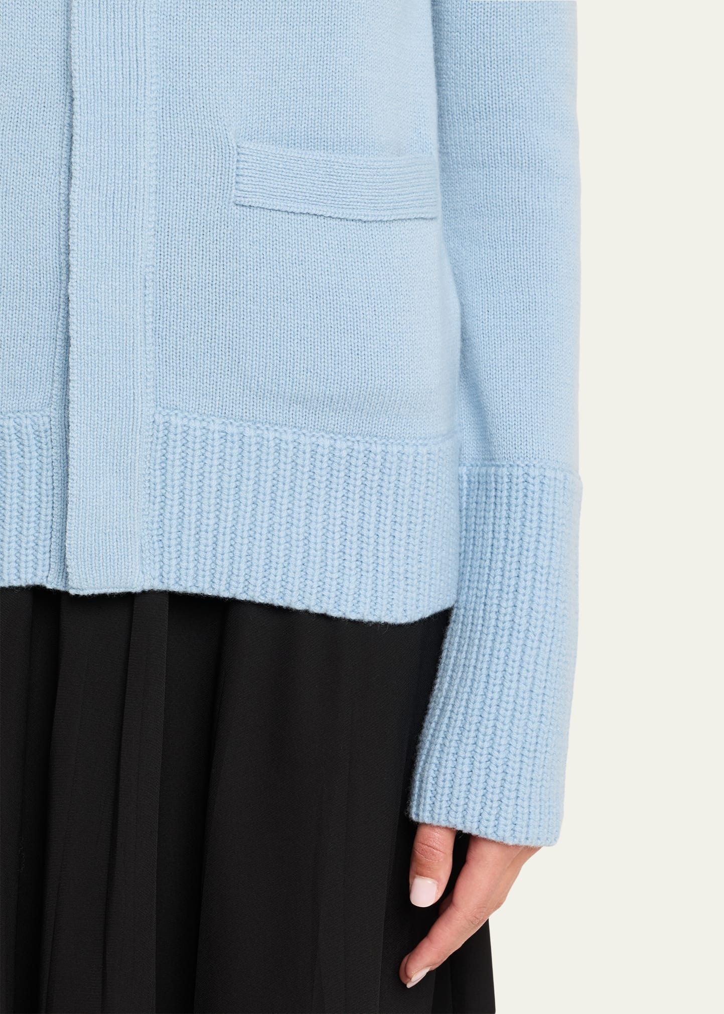 Ribbed-Edge Wool Crewneck Cardigan - 5