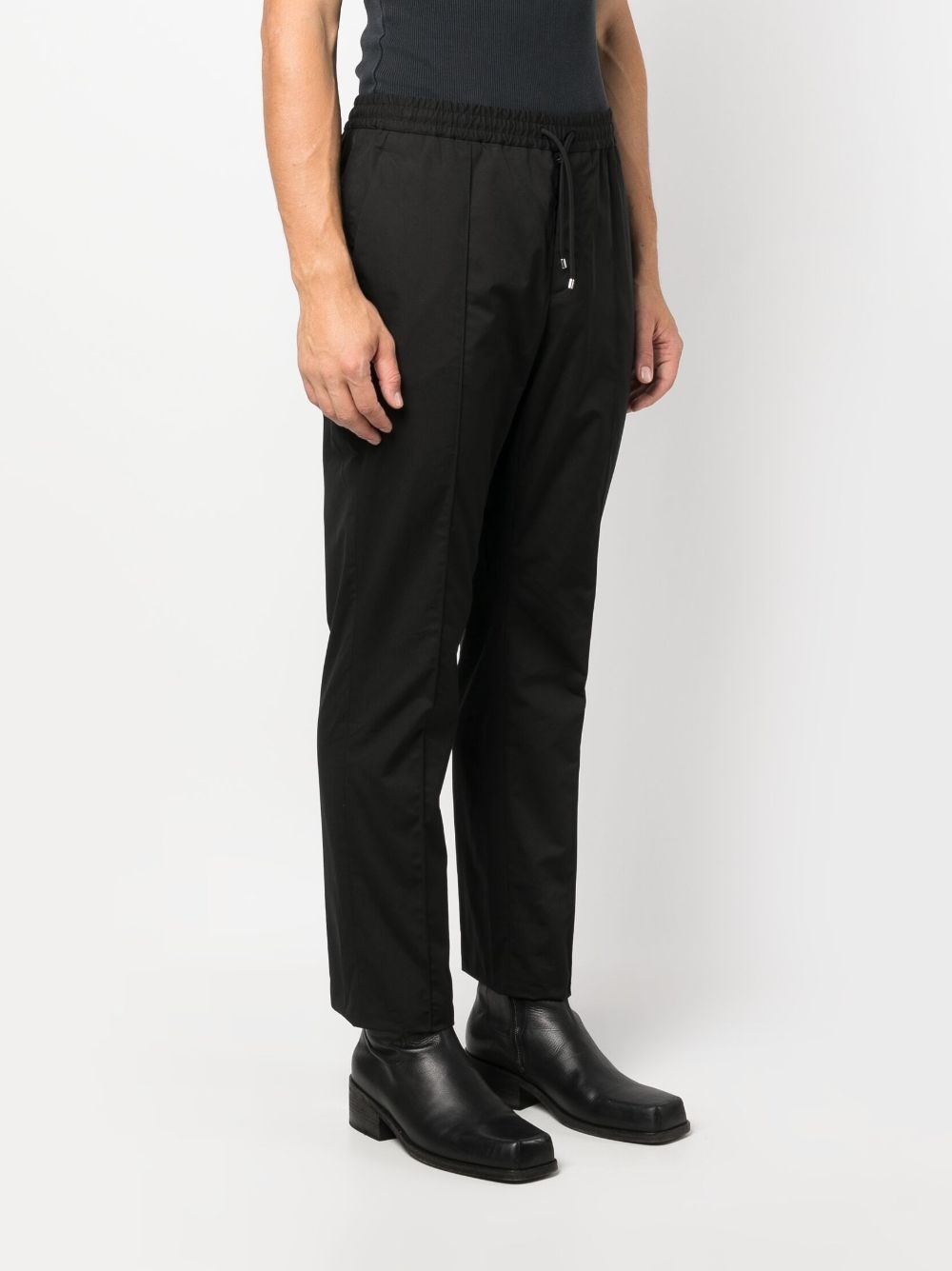 straight-leg drawstring cotton trousers - 3