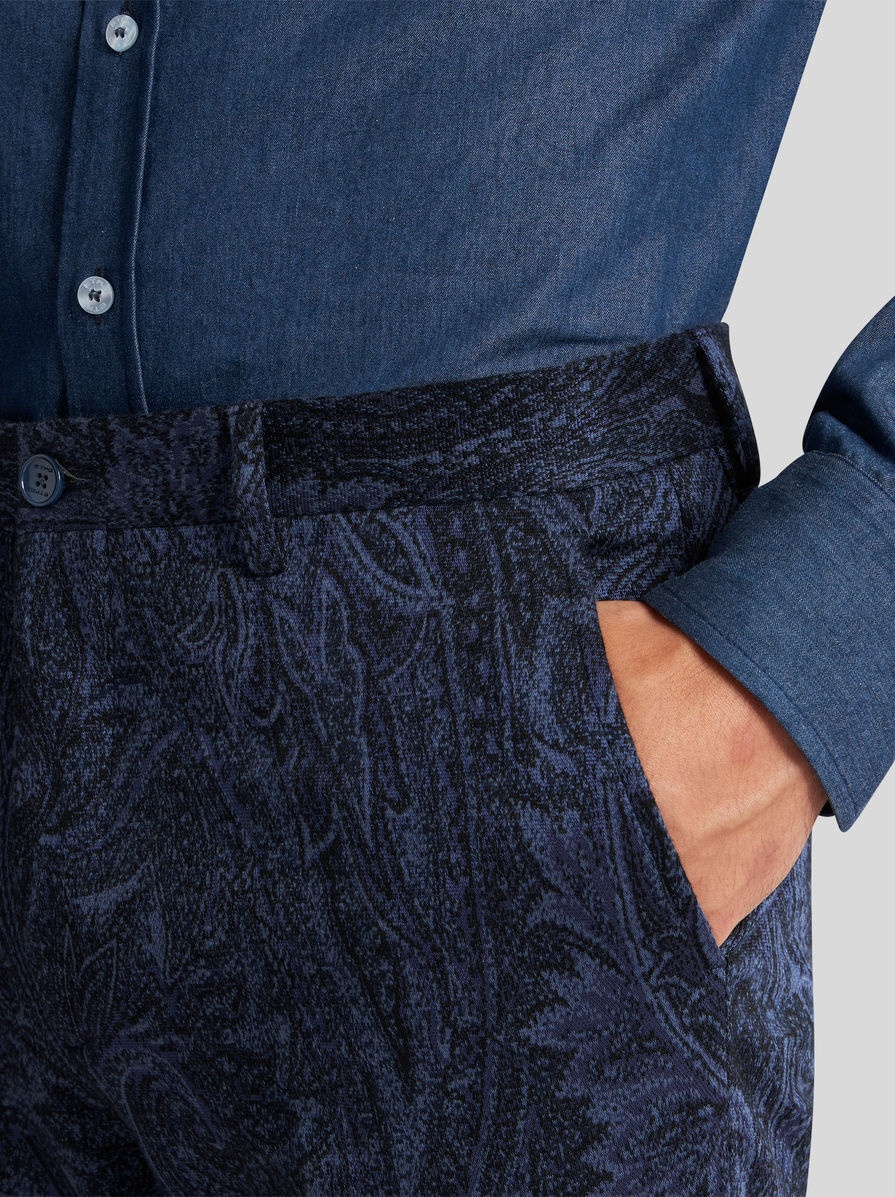 Etro PAISLEY COTTON JACQUARD TROUSERS | REVERSIBLE
