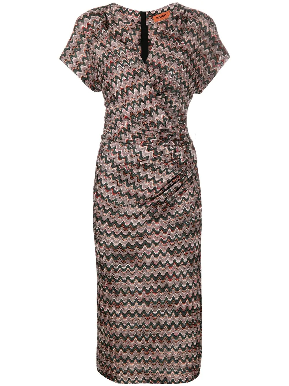 zigzag wrap midi-dress - 1