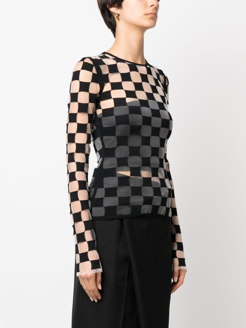 checkerboard-print long-sleeve top 3