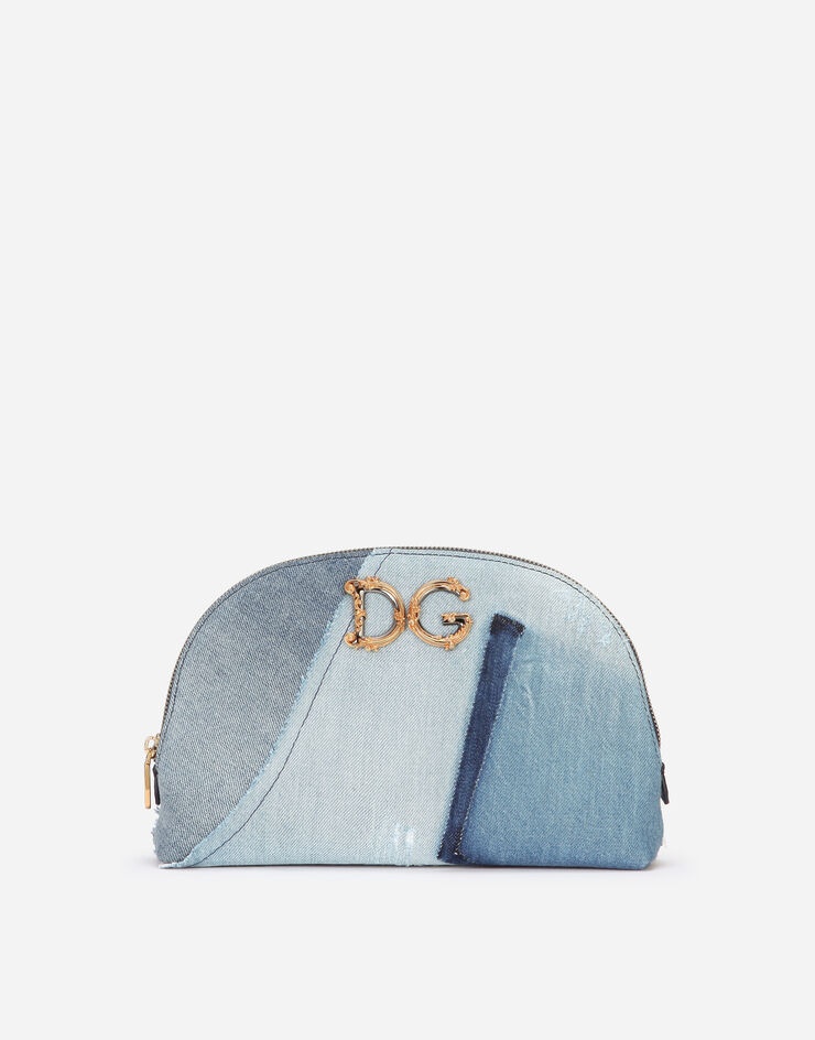 Patchwork denim make-up bag with baroque DG logo - 1