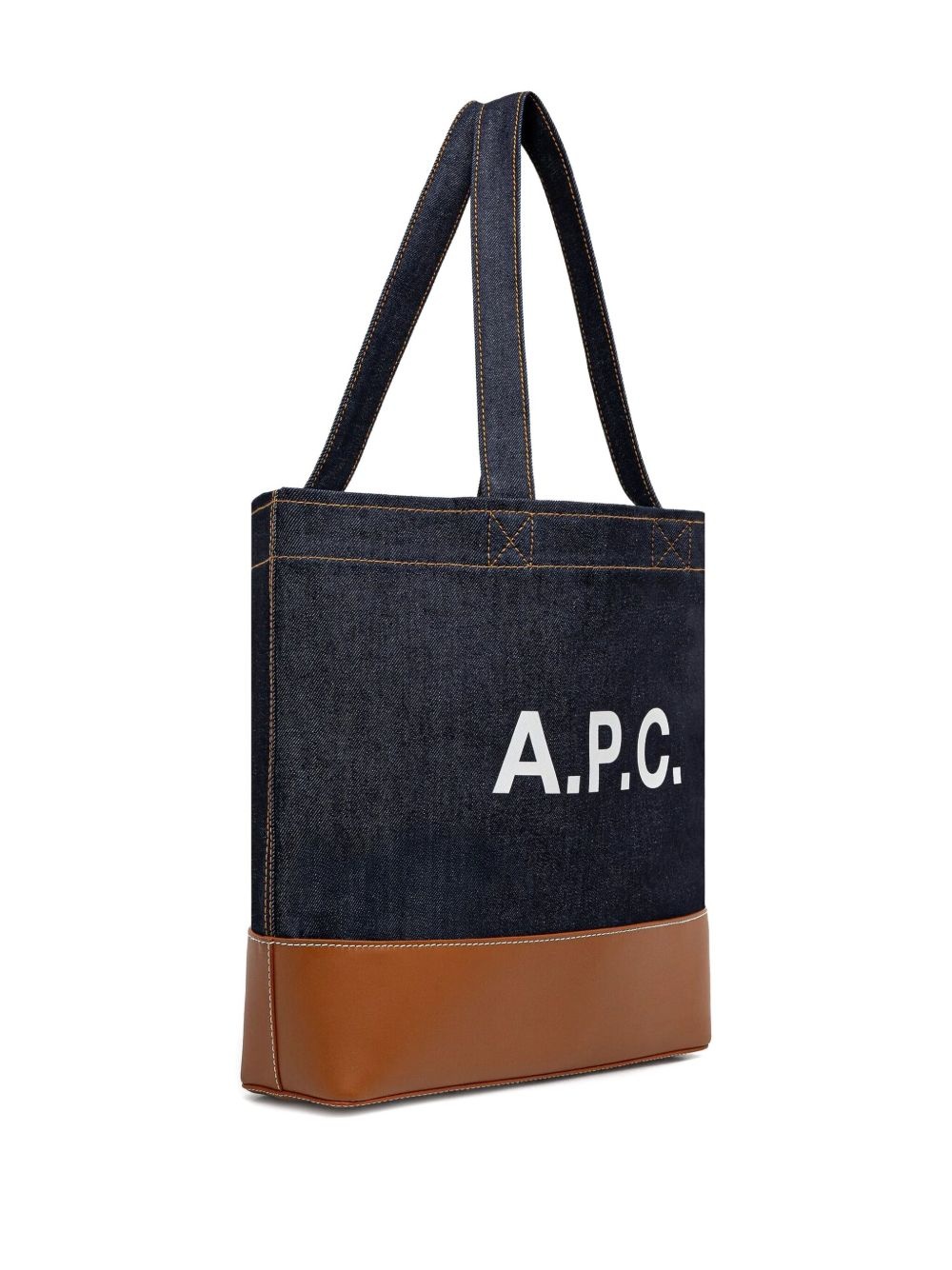 Axel leather-base denim tote bag - 2
