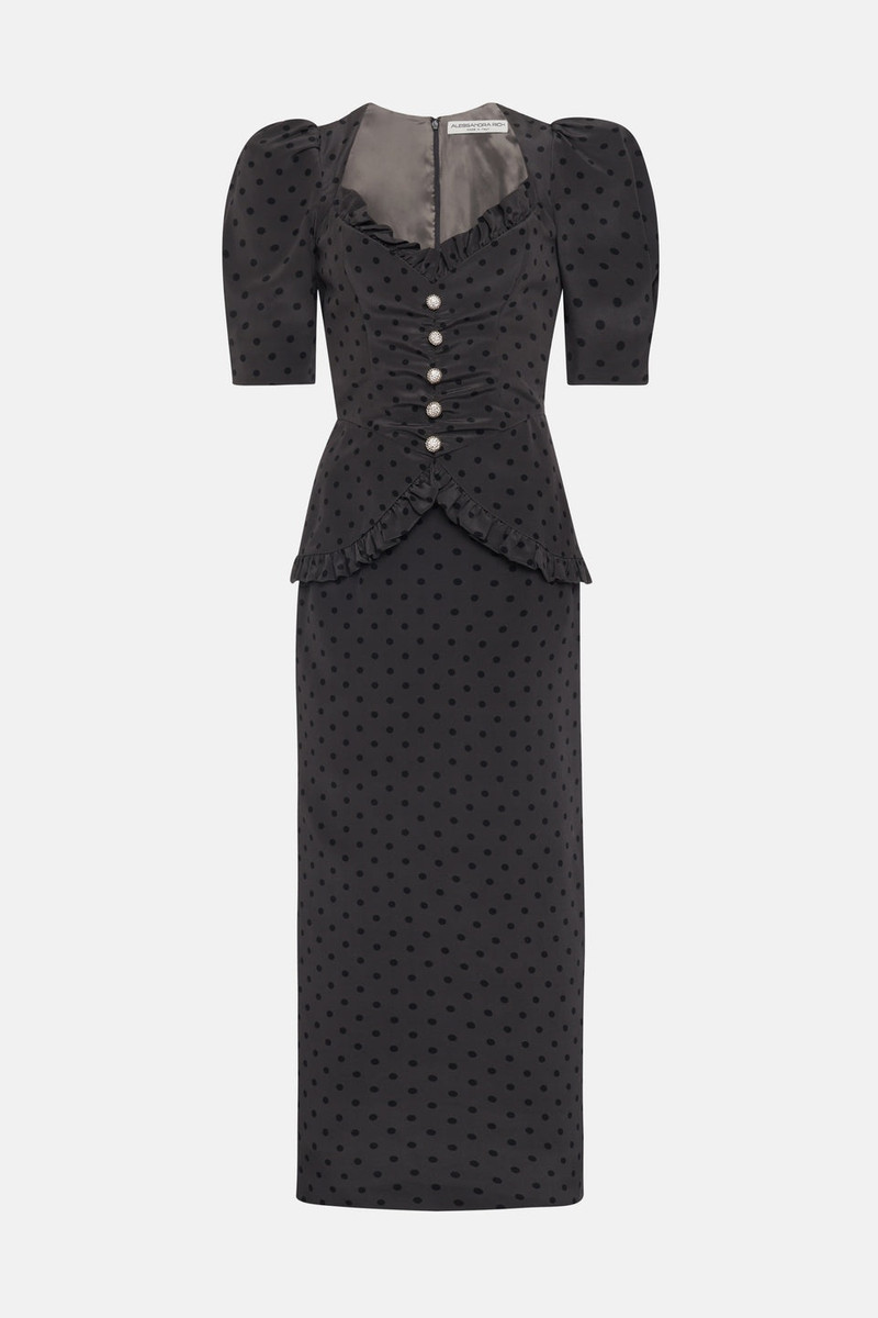 POLKA DOT PRINT SILK DRESS WITH RUFFLE DETAILS 1