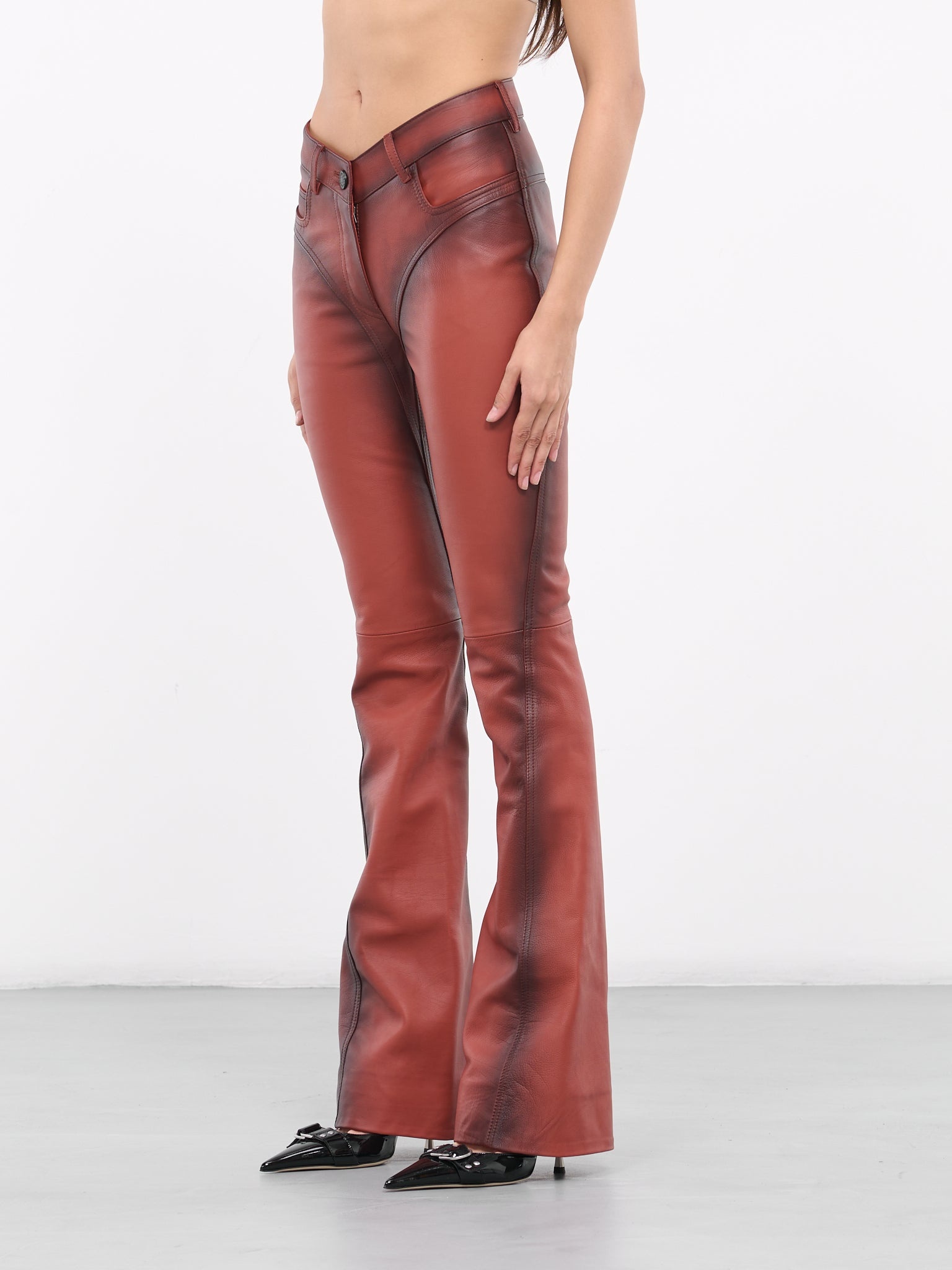 Leather Bootcut Trousers - 2