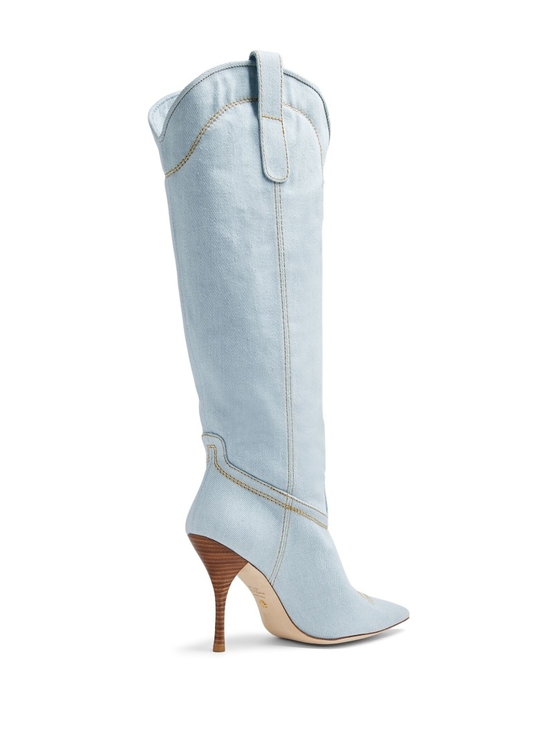 western-style denim high boots - 3