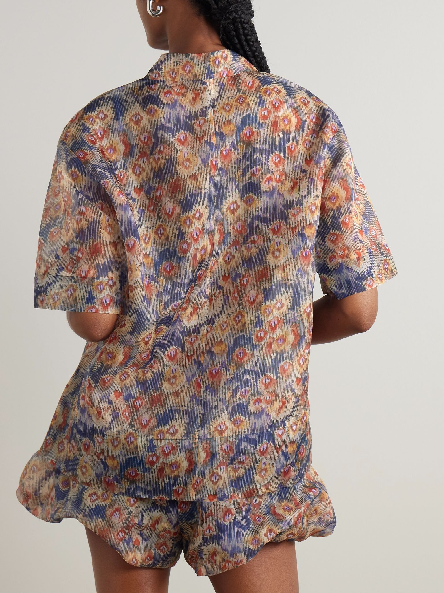 Fiore floral-print silk-organza shirt Multi - 4
