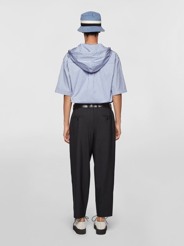 CROPPED TROUSERS IN COOL WOOL WITH DRAWSTRING AT THE WAIST - 3