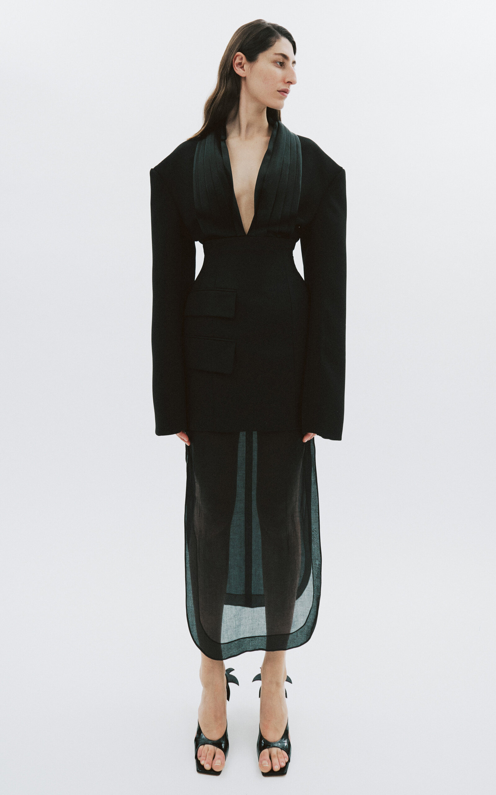 Cummerbund Collar Tuxedo Top black - 3