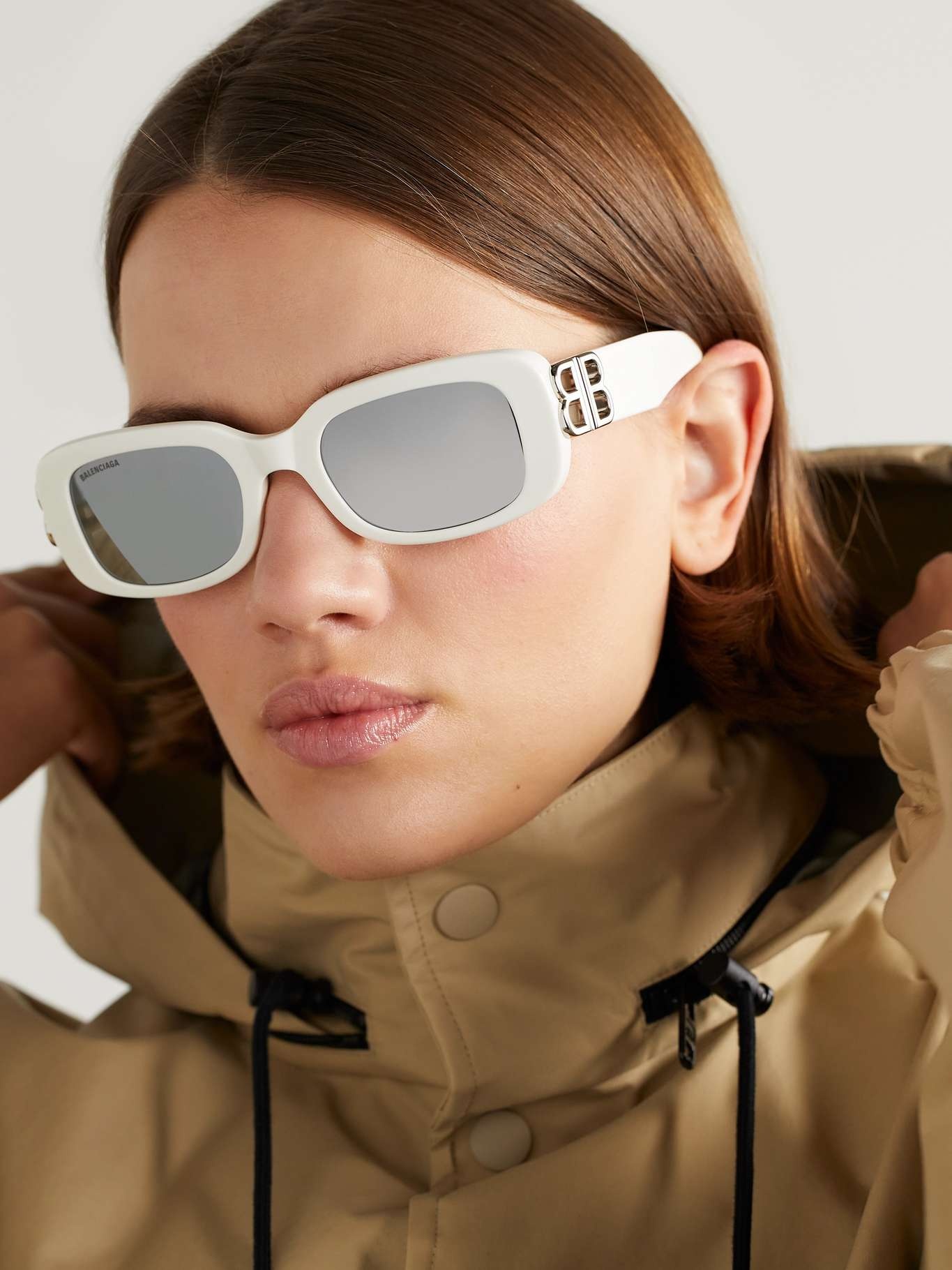 【関税&送料込】Balenciaga Ivory Acetate Sunglasses BALENCIAGA Dynasty BB rectangular-frame acetate sunglasses