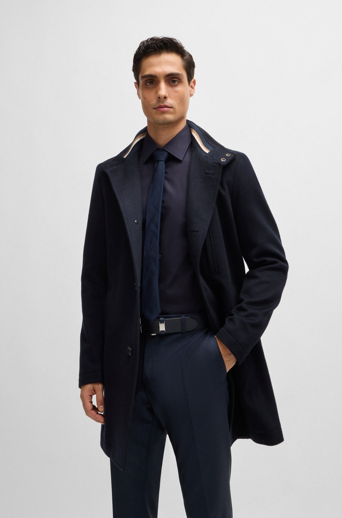 SLIM-FIT COAT IN WOOL AND CASHMERE - 6