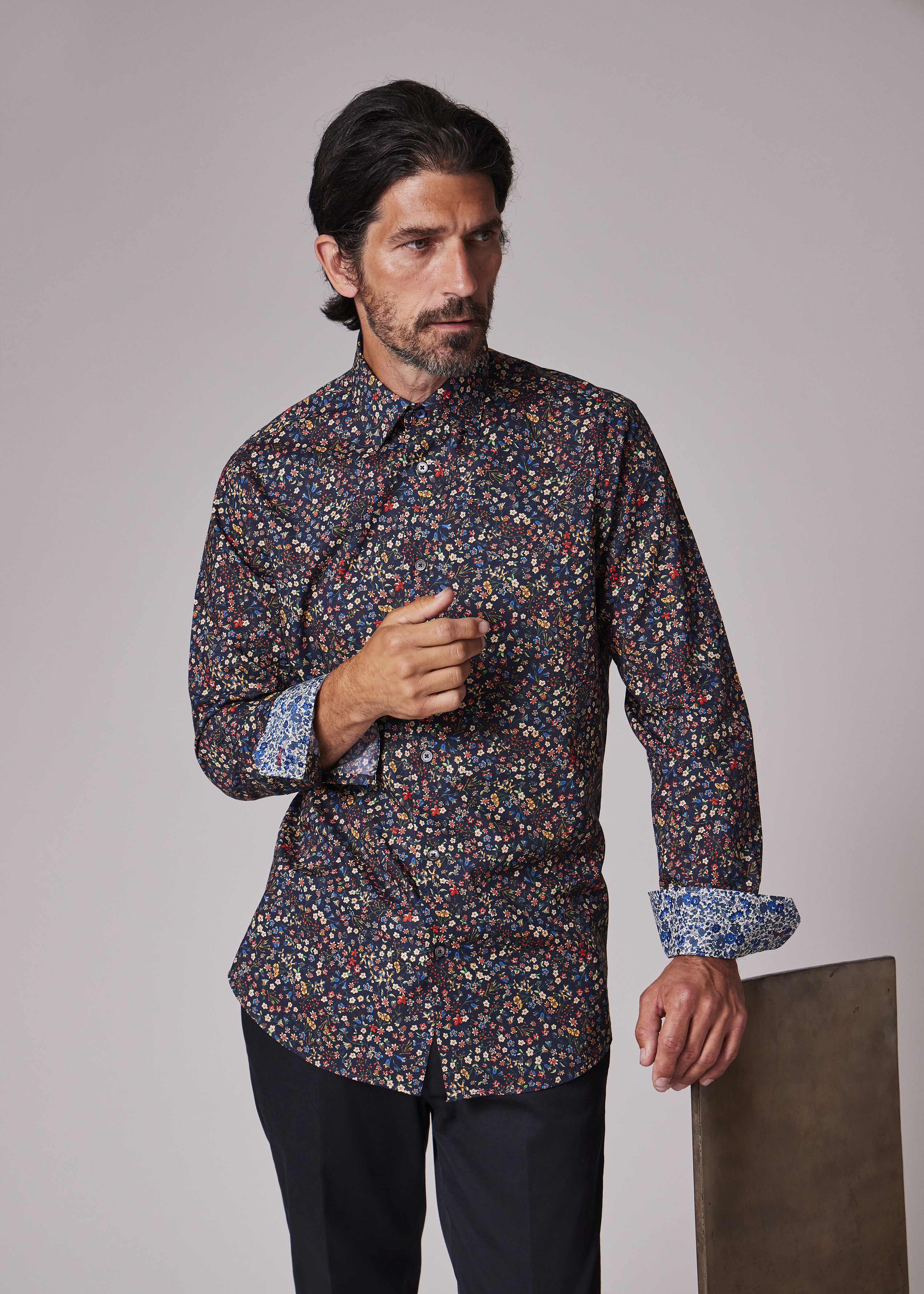 Tailored-Fit Navy 'Liberty Floral' Shirt - 5
