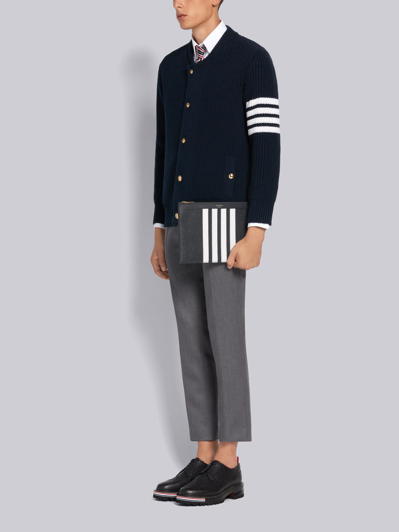 Dark Grey Pebbled Calfskin 4-Bar Applique Small Document Holder 4