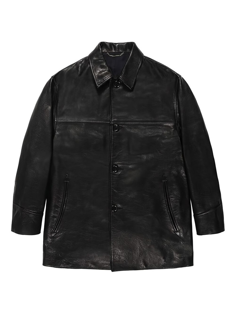 button-fastening leather jacket 1