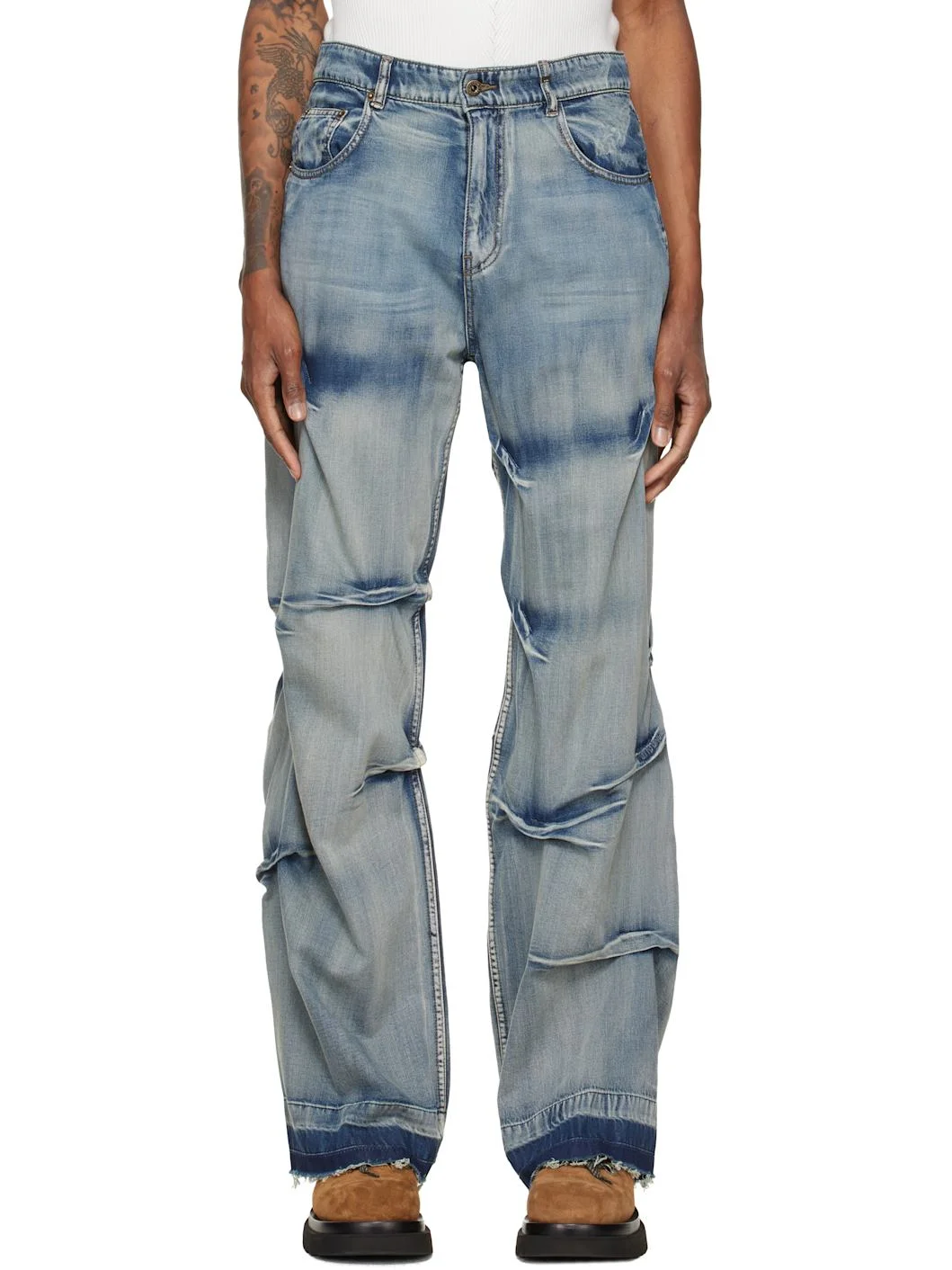 Blue Multi-Tuck Denim Jeans - 1