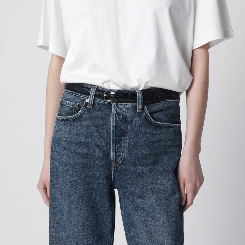 TOTEME Black leather belt with croc effect outlook