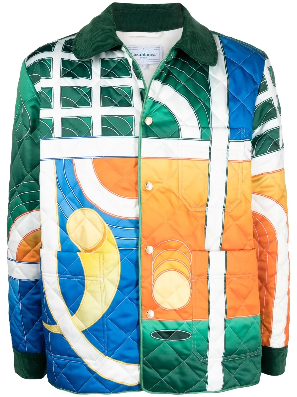 graphic-print quilted shirt jacket - 1