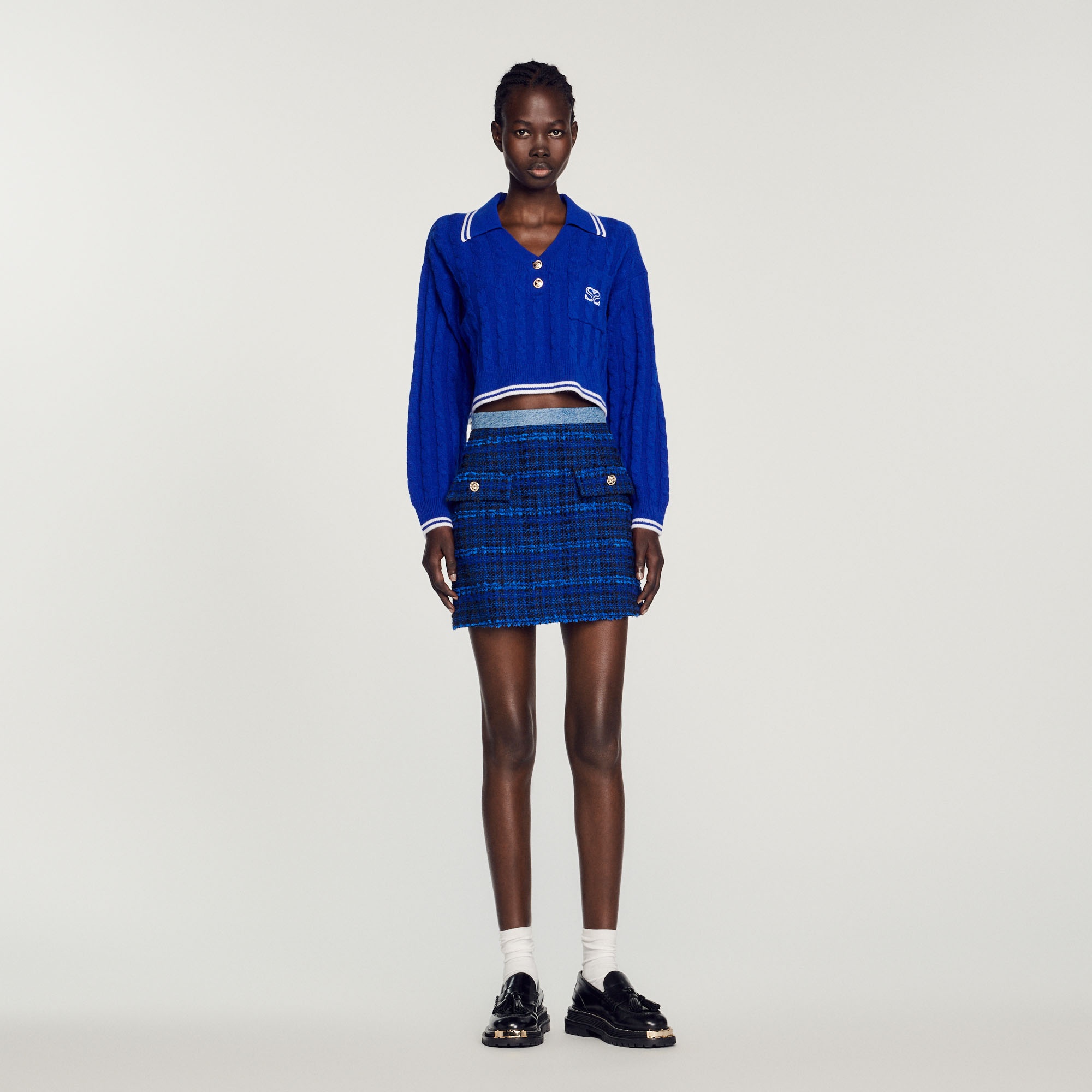 Cropped cable-knit sweater - 3