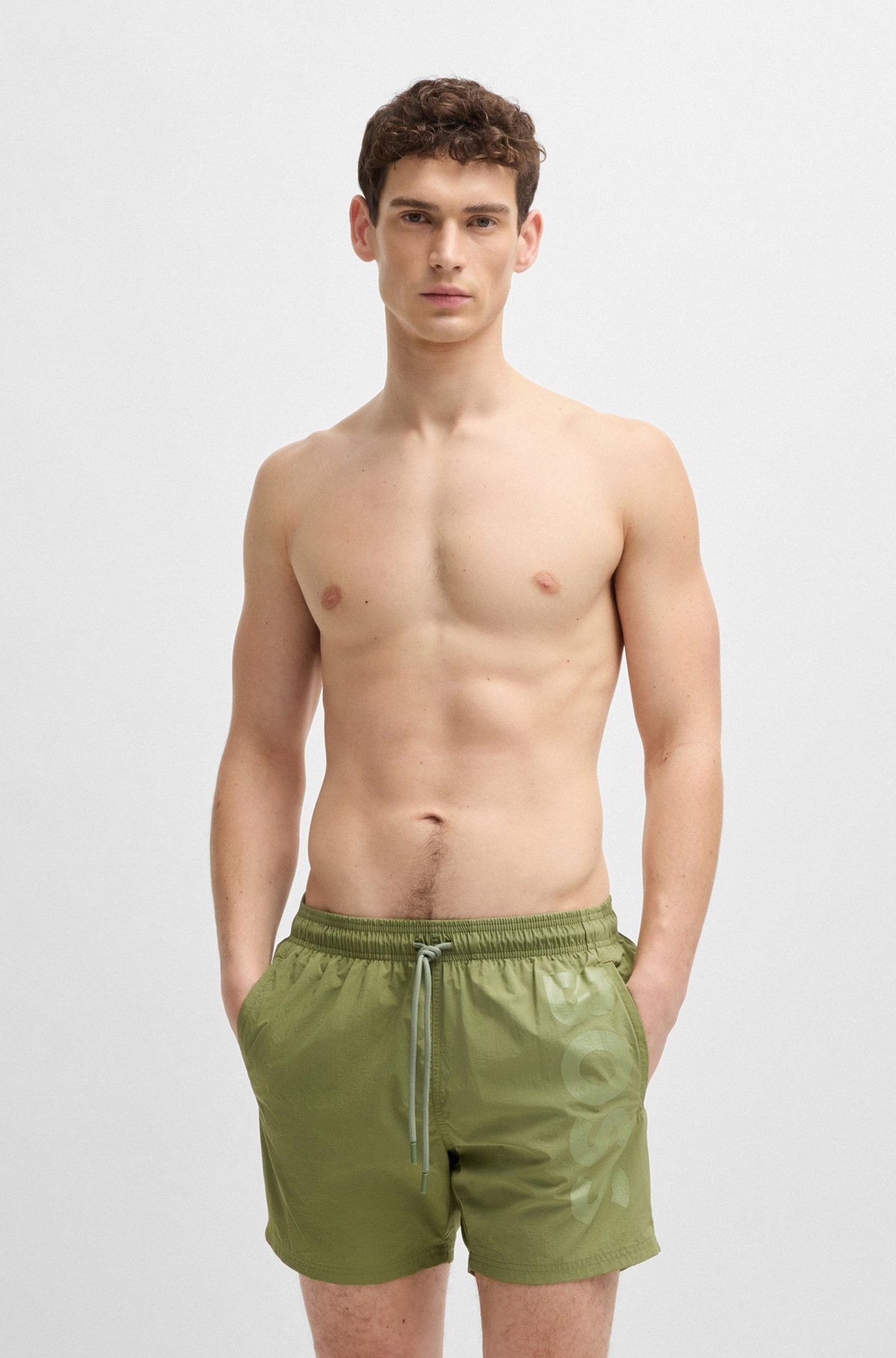 CONTRAST-LOGO SWIM SHORTS IN QUICK-DRYING FABRIC - 2