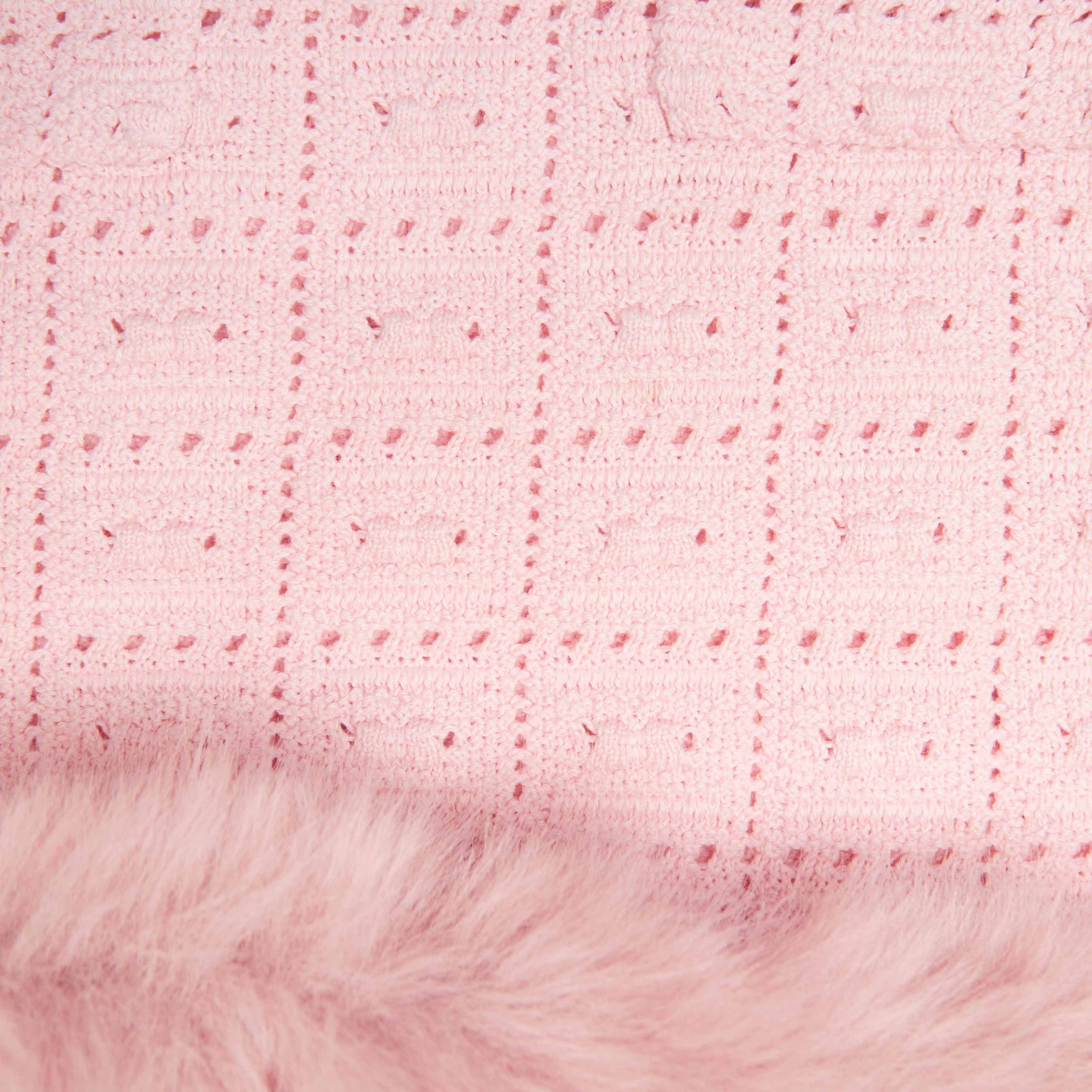 Pink Fur Hem Knit Skirt - 5