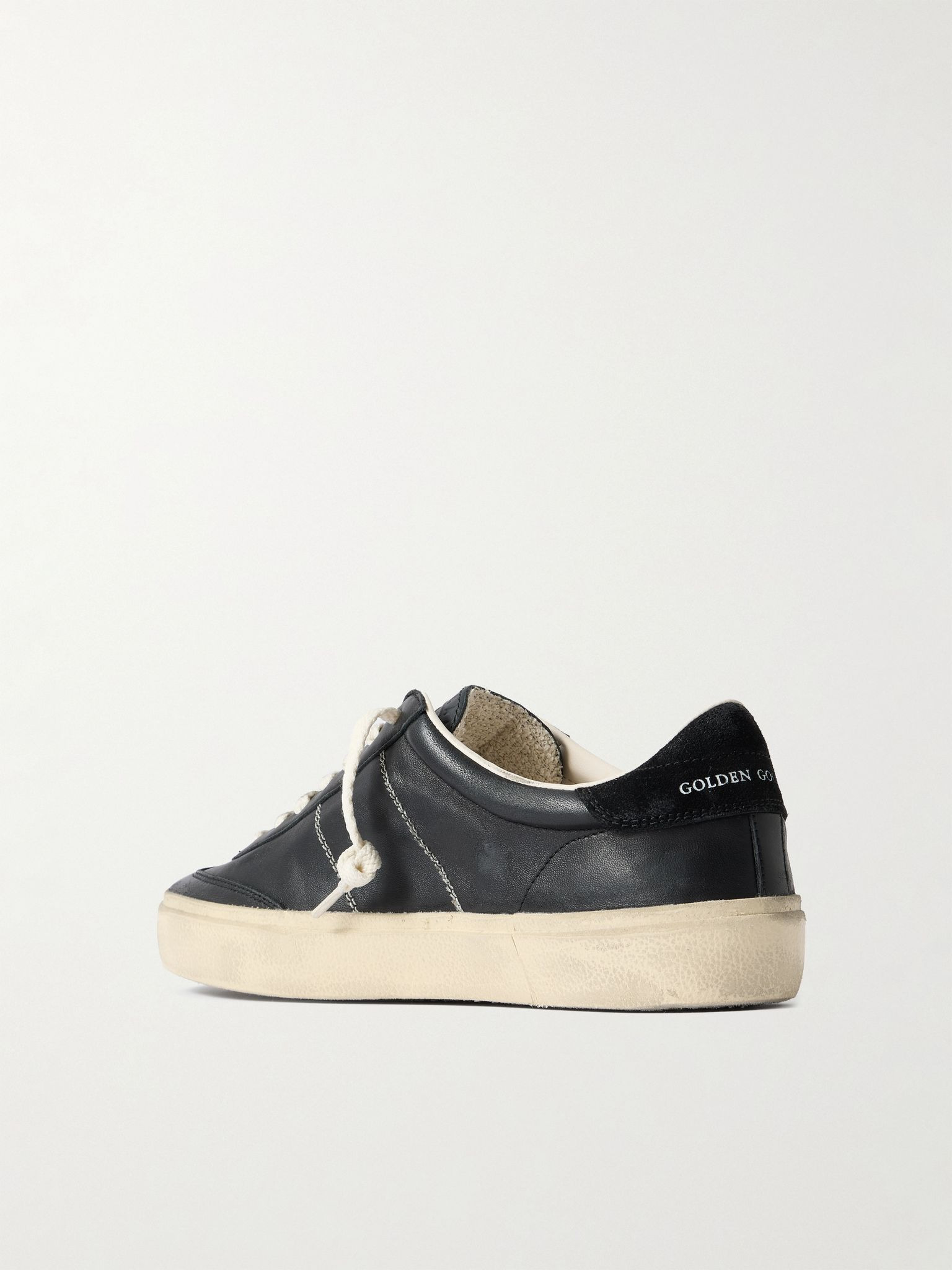 Soul-Star Suede-Trimmed Distressed Leather Sneakers Black - 4