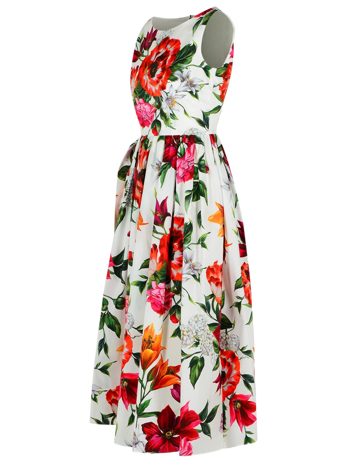 Dolce & Gabbana Sleeveless Dress In Cotton Poplin Flower Print Women - 2