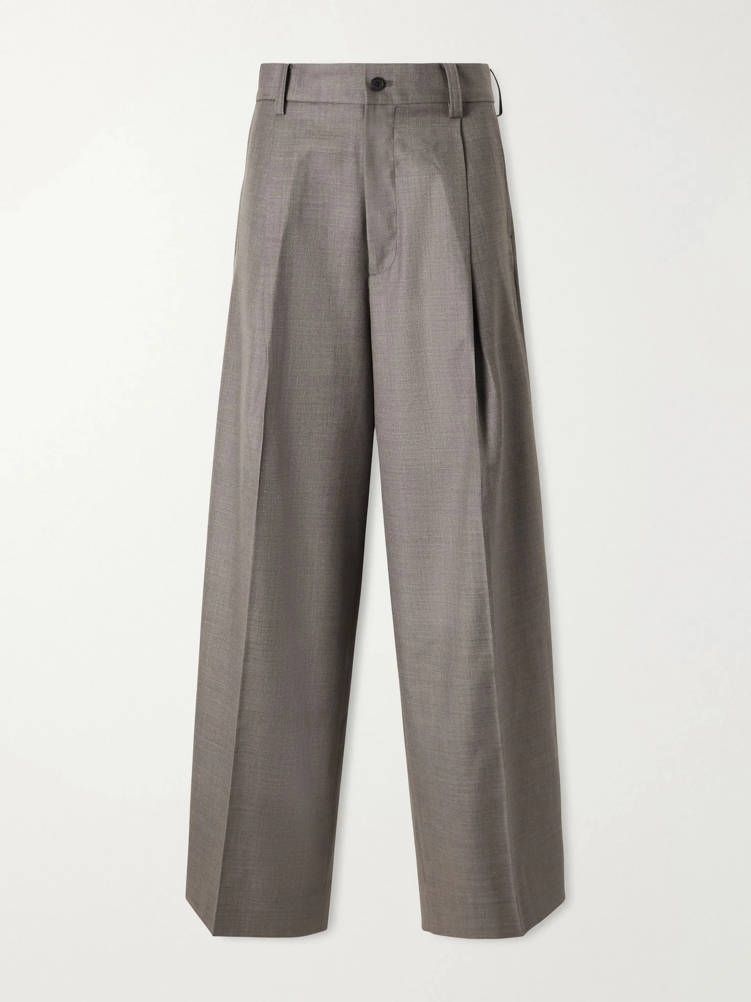 Wool pleated wide-leg pants Gray - 1