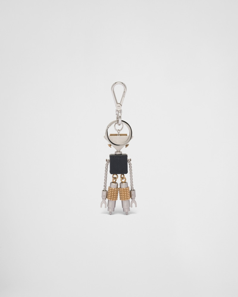 Saffiano leather robot trick keychain 3