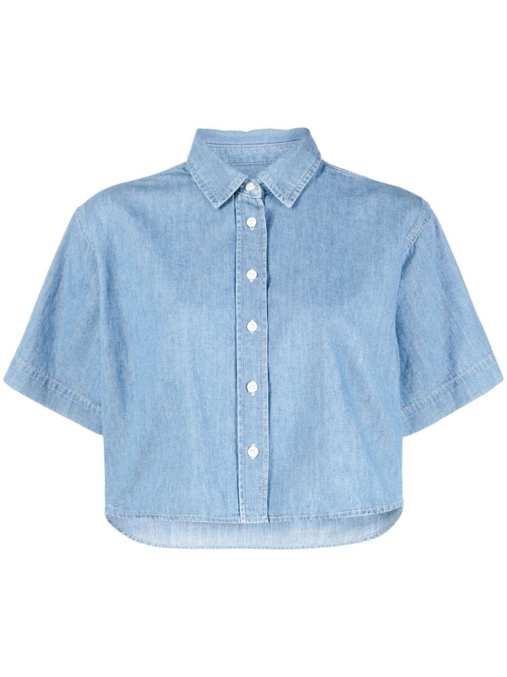 cropped cotton-linen shirt - 1