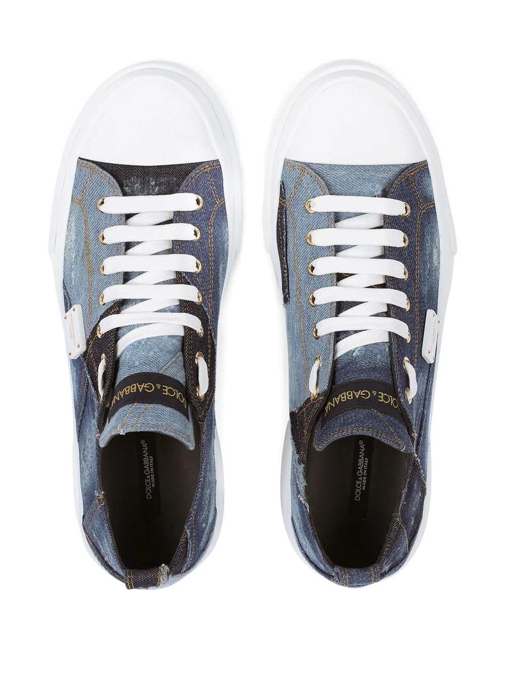 logo-plaque lace-up sneakers - 4