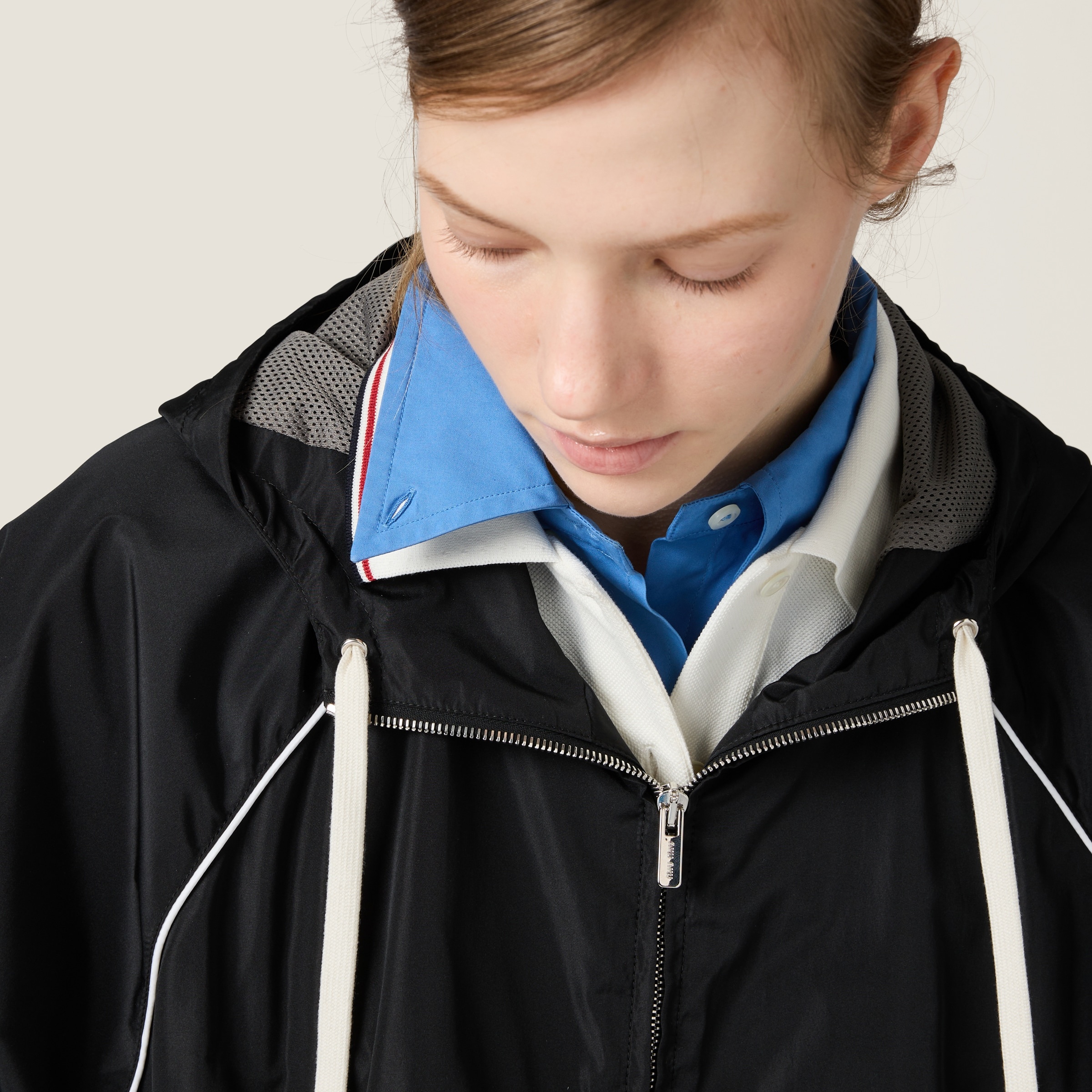 Technical silk zipper blouson jacket - 5