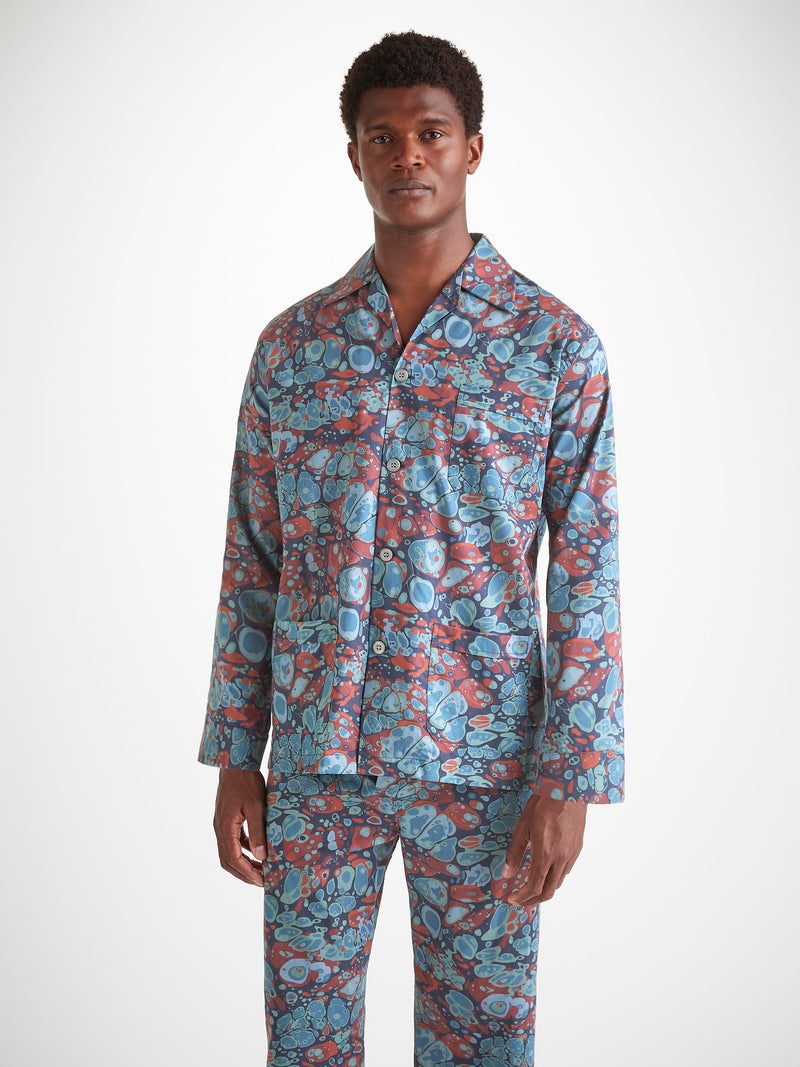 Men's Classic Fit Pajamas Cotton Batiste Multi Marble Print - 2