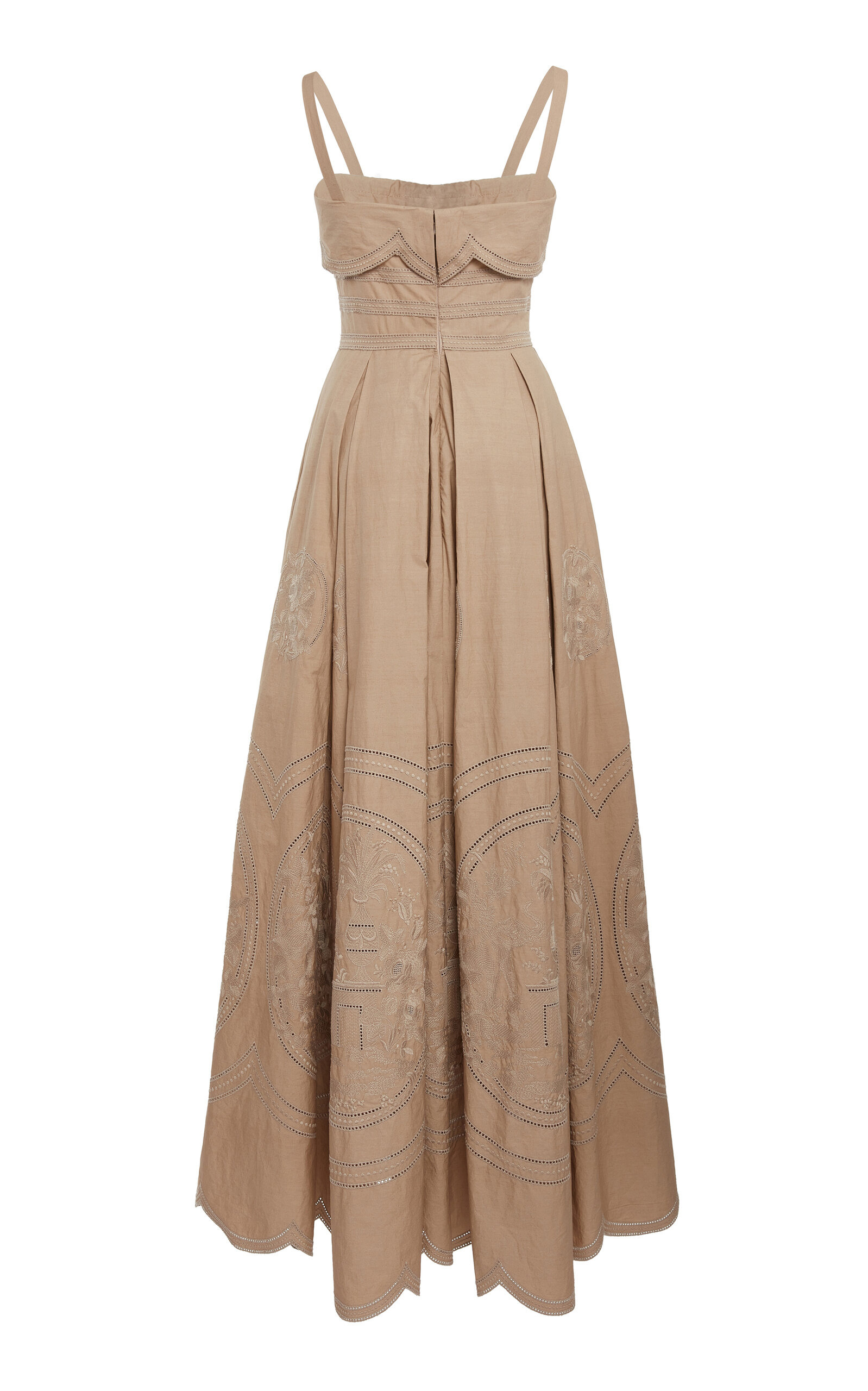 Embroidered Cotton-Blend Maxi Dress tan - 5