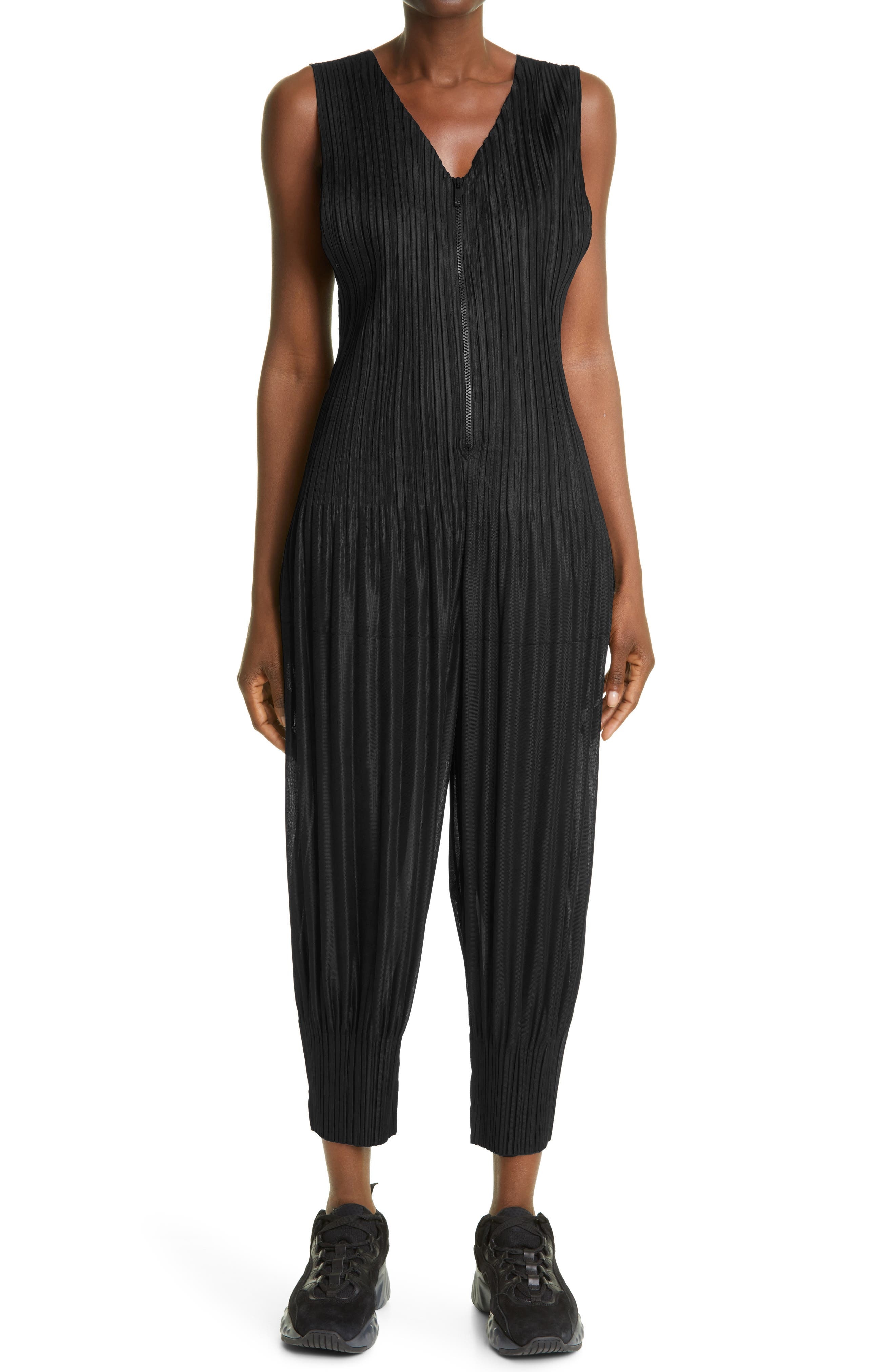 Pleats Please Issey Miyake Pleated Sleeveless Jumpsuit in Black at Nordstrom - 1