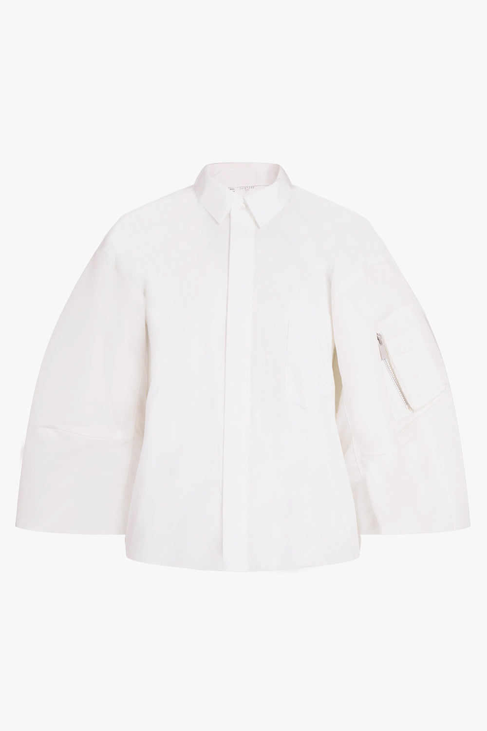 CONTRAST BALLOON L/S CROPPED SHIRT | OFF WHITE - 1