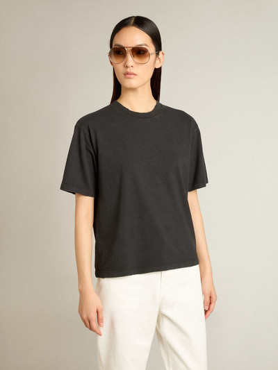 Golden Goose T-shirt in washed black with reverse logo on the back - Boxy fit outlook