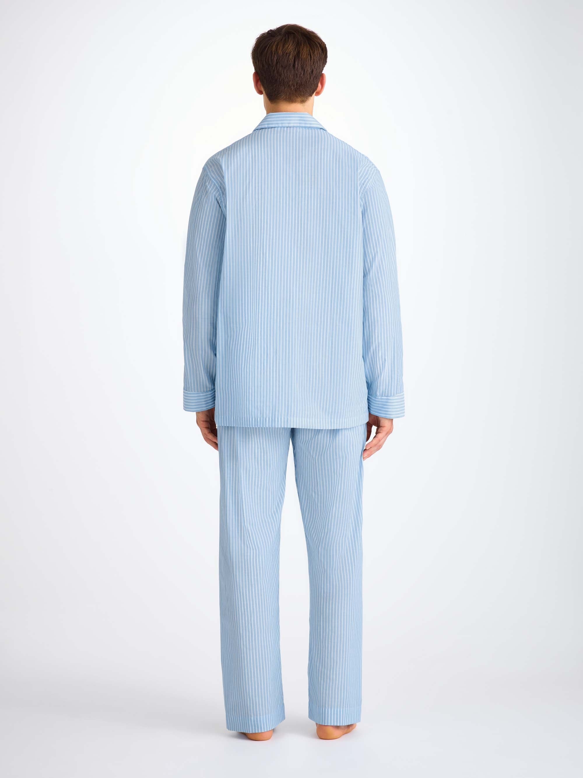Men's Classic Fit Pajamas Amalfi 21 Cotton Batiste Blue - 4