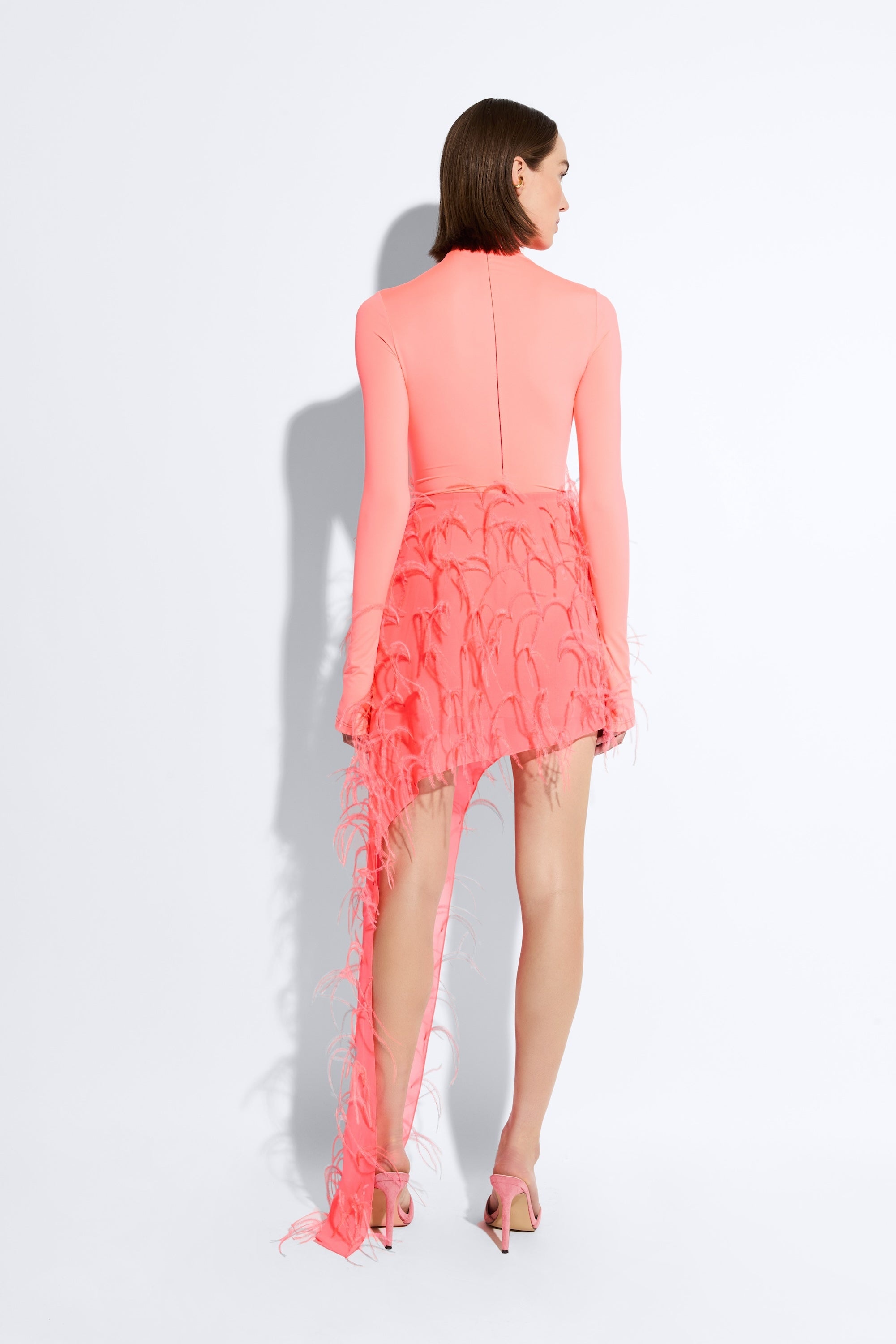 Lightweight Georgette Skirt With Feathers - 3