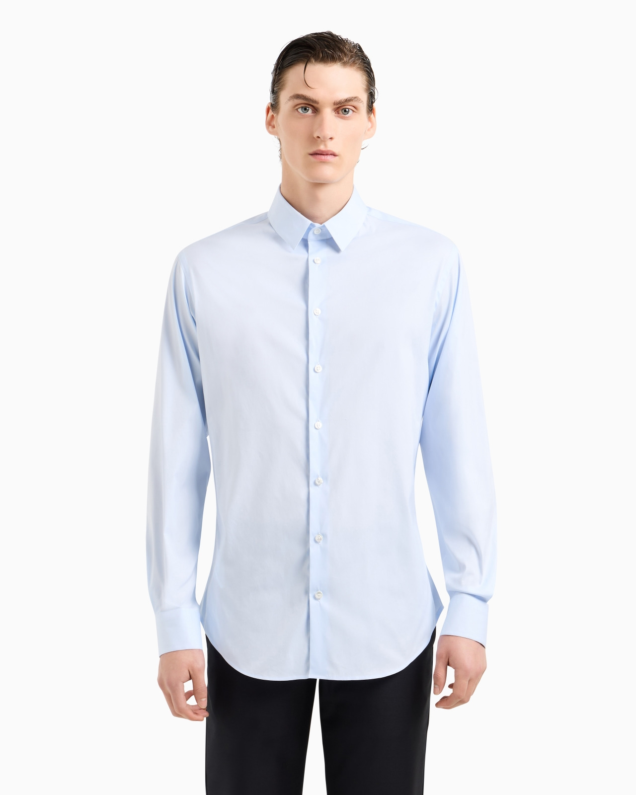 Stretch fabric shirt with collar stays - 4