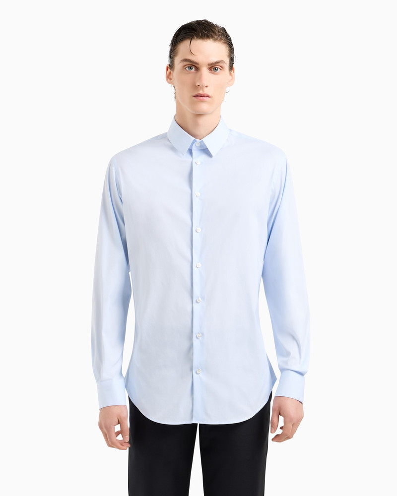 GIORGIO ARMANI Stretch fabric shirt with collar stays outlook