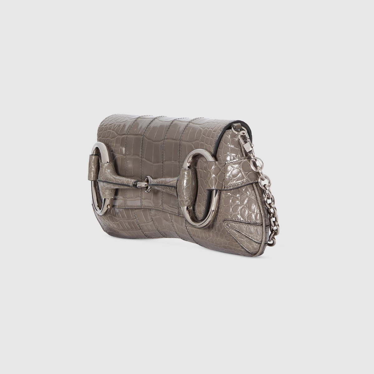 GUCCI Gucci Horsebit Chain medium crocodile shoulder bag