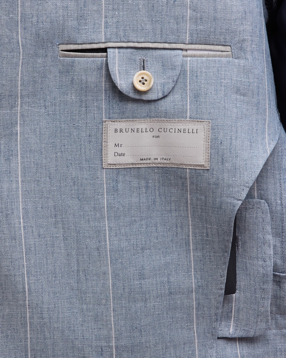 Men's Linen Wide Stripe Three-Button Suit - 7