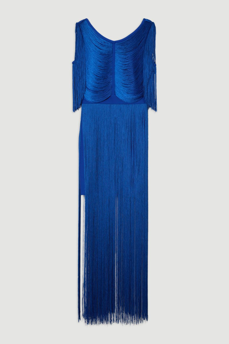 Maxi Draped Fringe Knitted Mini Dress - 1