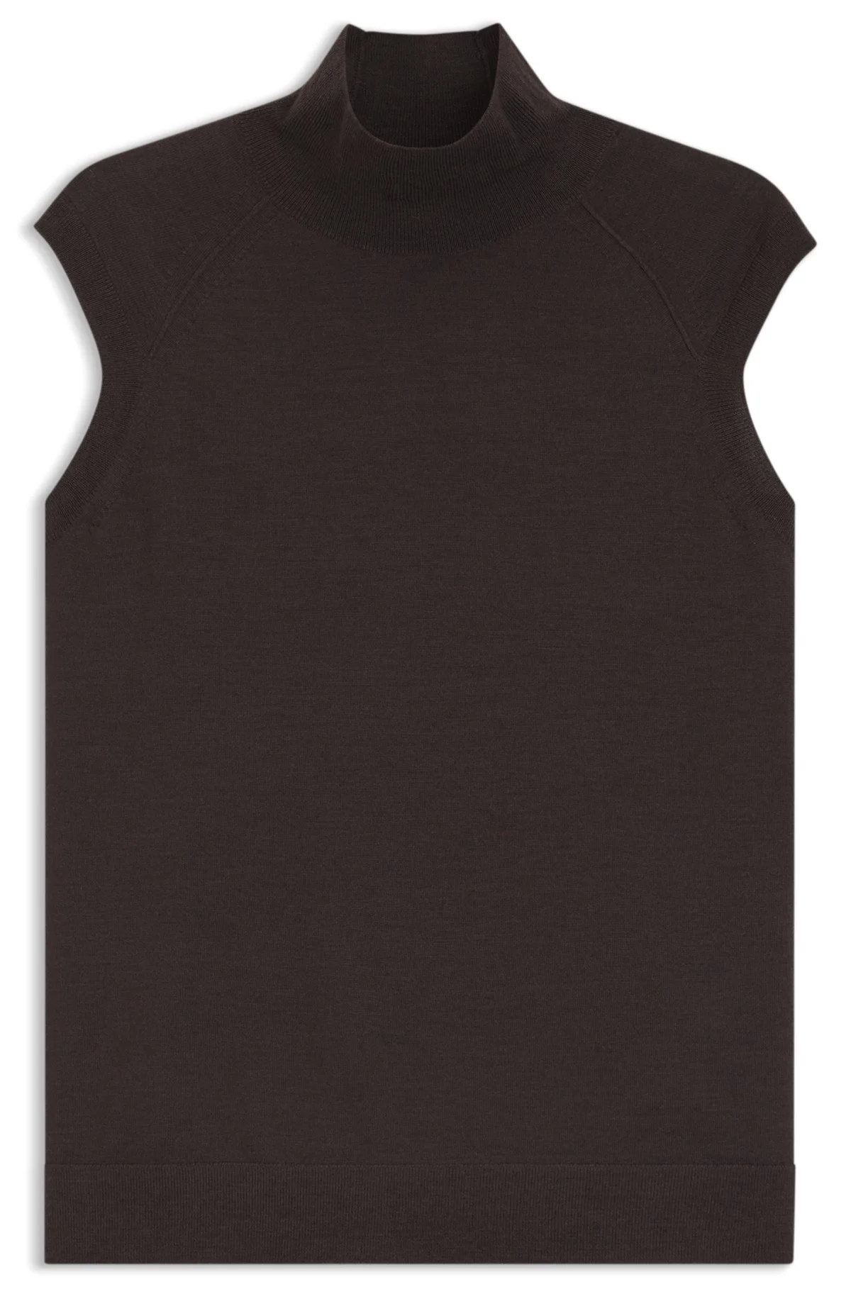 SLEEVELESS TOP IN MERINO WOOL WITH MOCK NECK - 1
