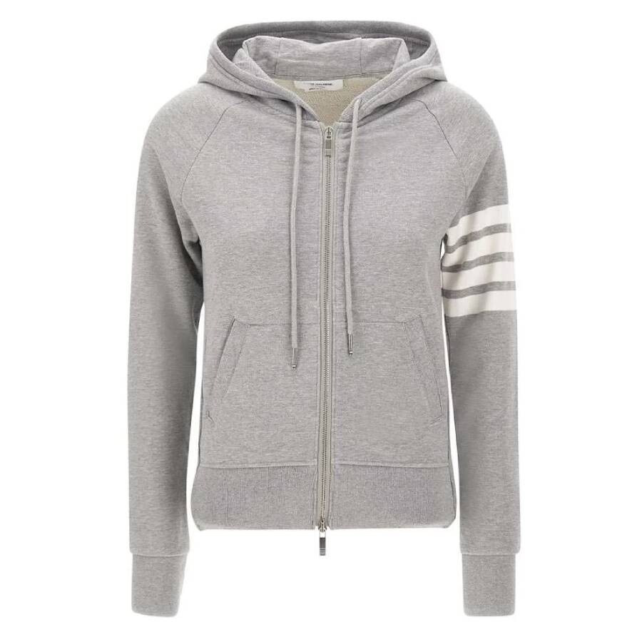 Thom Browne Grey 4-Bar Loopback Full Zip Hoodie - 5