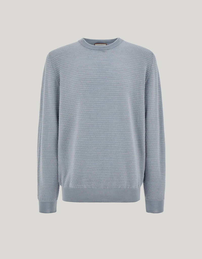 BRIANZA GREEN AND GRAY PURE JACQUARD WOOL CREW NECK 1