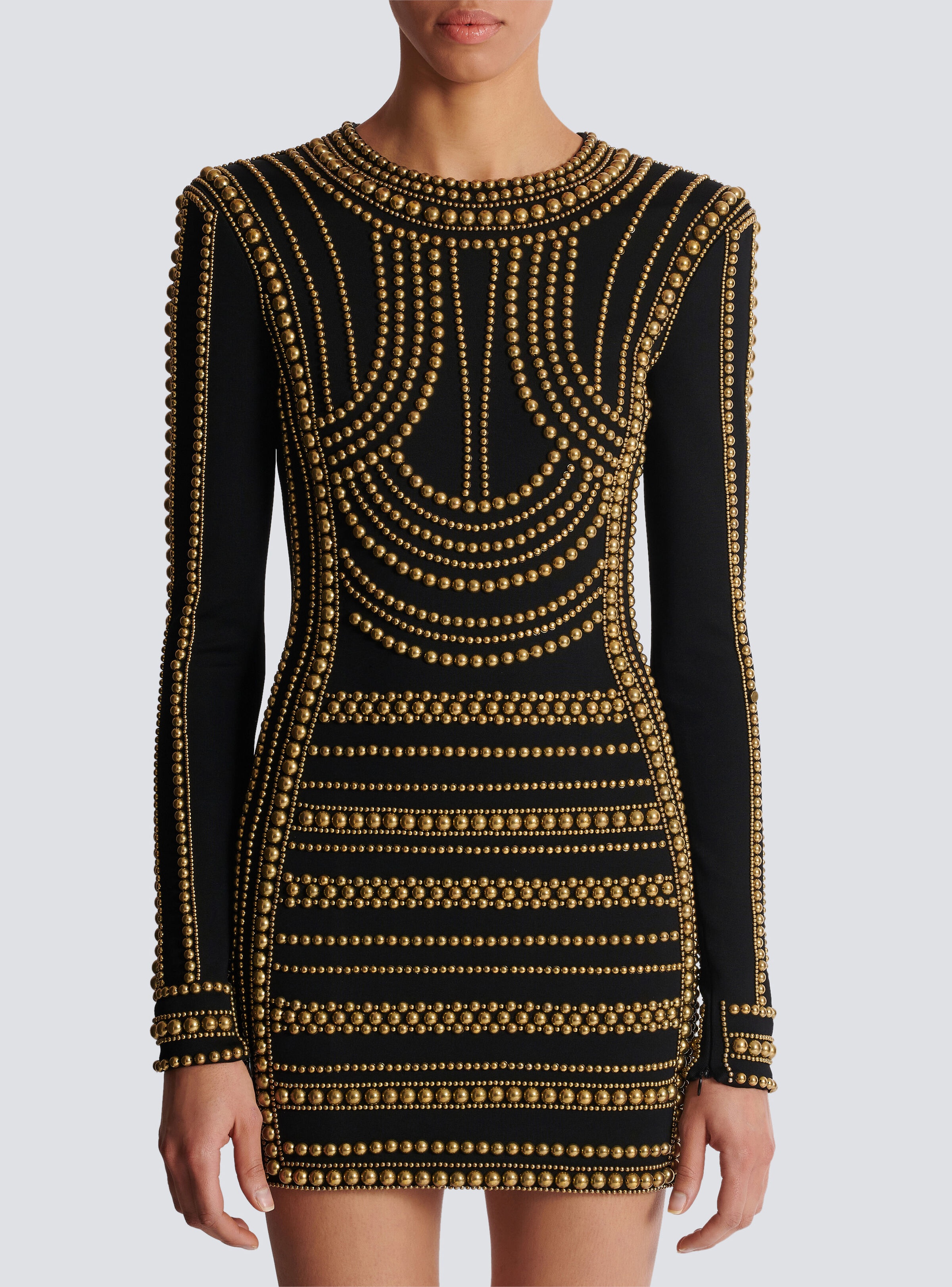 Short gold bead-embroidered dress - 5